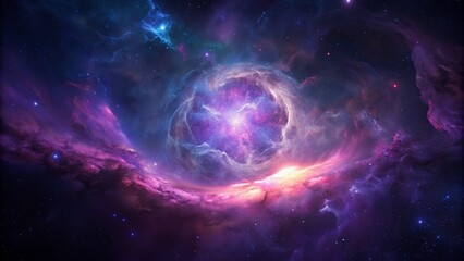 Obraz premium Purple gas nebulae in space and sparkling stars