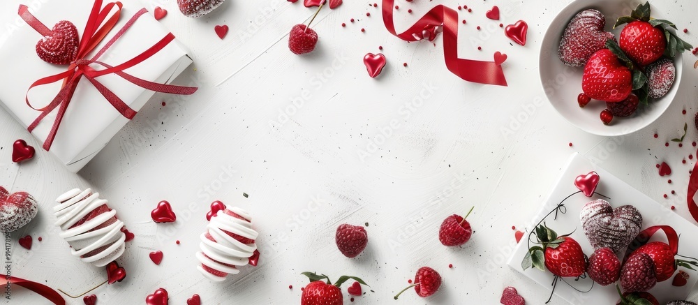 Poster valentine s day theme showcasing sustainable practices like furoshiki gift wrapping homemade treats 