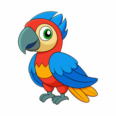 Macaw Bird Vector Illustration - Cartoon, Clipart, and Line Art Design