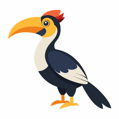 Hornbill Bird Vector Illustration - Cartoon, Clipart, and Line Art Design