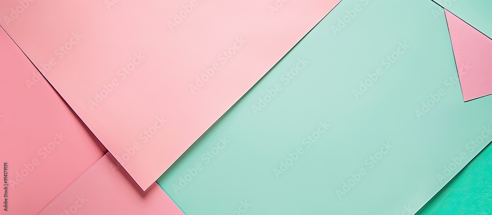 Fototapete minimal fashion mock up concept featuring an abstract geometric paper background in trendy pink and 