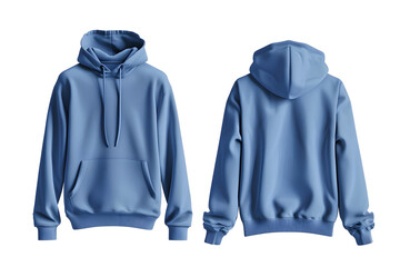blue hoodie mock-up front and back, blank background