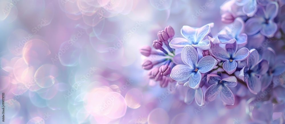 Poster gorgeous lilac flowers against a soft backdrop with copy space image