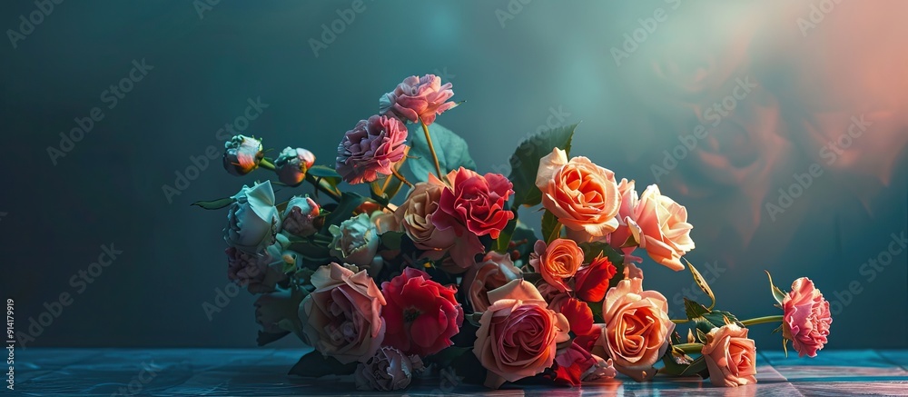 Aufkleber floral bouquet displayed on a table with copy space image