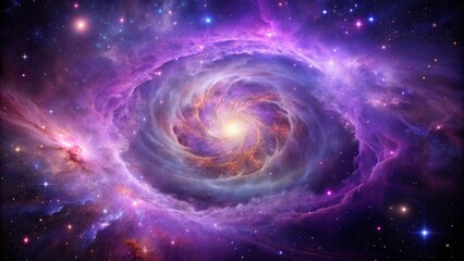 Purple gas nebulae in space and sparkling stars