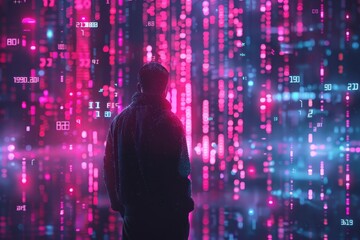 A Person Standing in Front of a Digital Wall