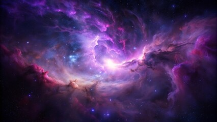Fototapeta premium Purple gas nebulae in space and sparkling stars