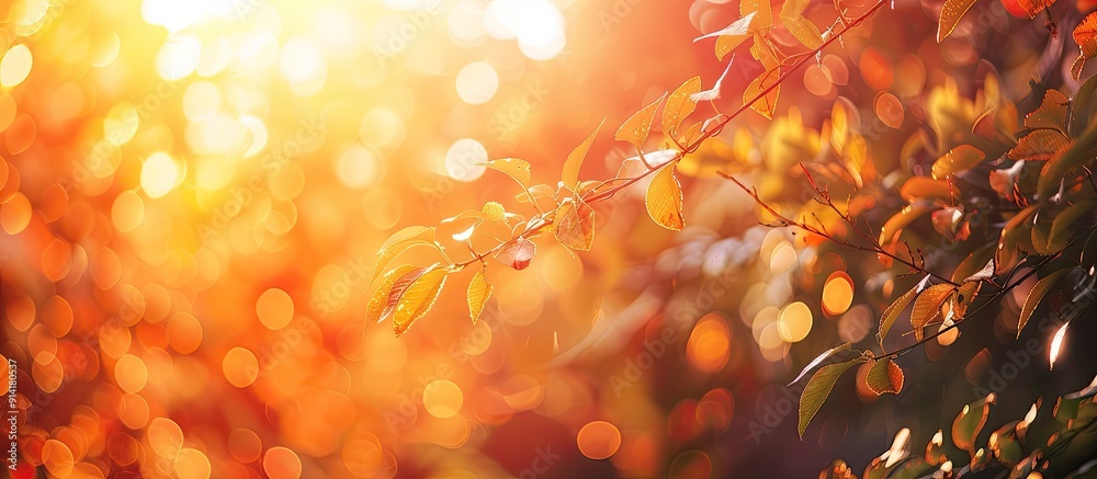 Leinwandbilder natural bokeh backdrop in orange hues under tree shade featuring an ideal copy space image