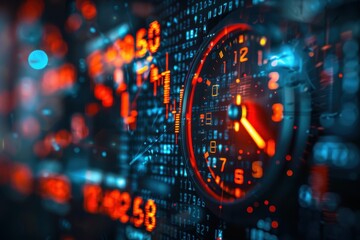 Fototapeta premium Digital Clock with Red and Blue Color Scheme