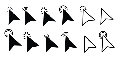 Click icon set. click cursor arrow icons set. pointer arrow icon. Computer mouse click  cursor arrow collection. cursor icon vector.
