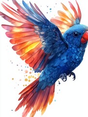Fototapeta premium Blue and Orange Parrot with Spread Wings