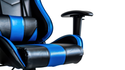 Gaming blue chair on transparent background