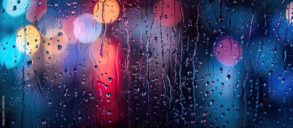 Aufkleber Rainy night backdrop with bokeh elements for a copy space image