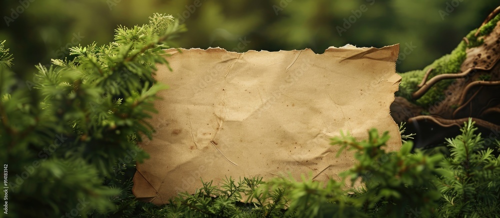 Poster Mock up of a natural setting with a blank note providing ample copy space image