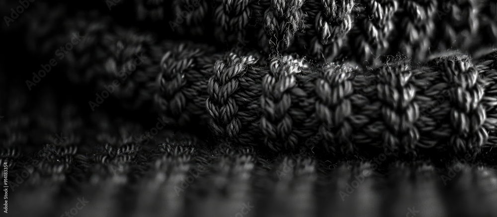 Poster handmade black and white knit fabric showcasing a textured knit pattern up close perfect for a copy 