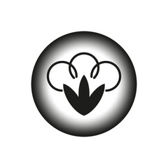 Cotton flower icon. Black white gradient. Simple vector symbol. Round monochrome design.