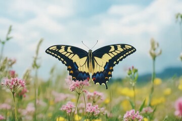 Butterfly Grace: Resting on a Blooming Flower