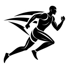 black vector logo of an athletic runner in motion illustration