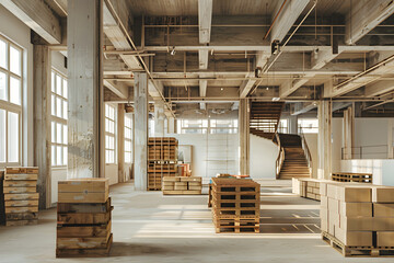 A warehouse full of cardboard boxes