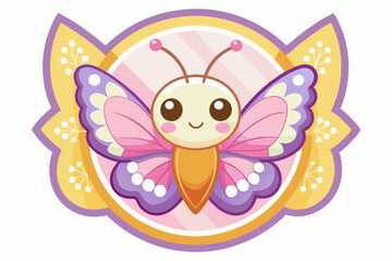 Cute Cartoon Butterfly with Pink and Purple Wings