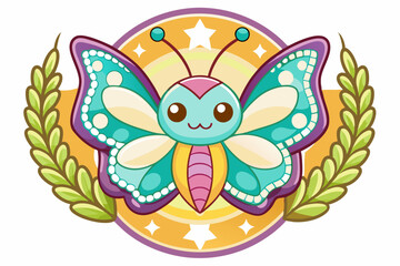 Obraz premium Cute Cartoon Butterfly with Wings and a Smile