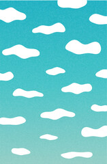 Abstract minimalistic poster with sky and clouds, vertical nature background with cloudscape.