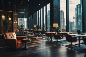 Interior of a modern and contemporary business office in city