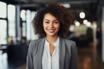 Fototapeta premium Smiling portrait of a young African American businesswoman