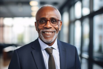 Naklejka premium Portrait of a senior African American businessman in office
