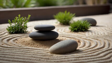 zen garden with zen stones