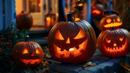 Obraz premium Hauntingly Beautiful Halloween Street Decorations