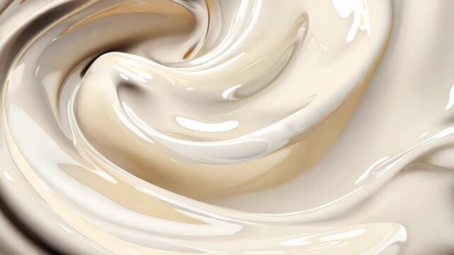 Smooth swirl of cream colored liquid texture, abstract background. Modern art concept