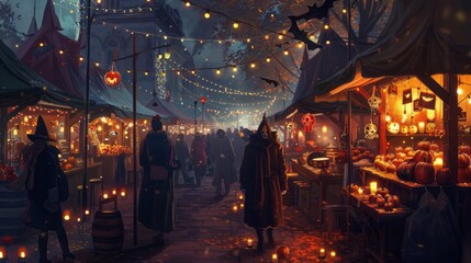 Eerie Halloween Decorations Lighting Up the Street