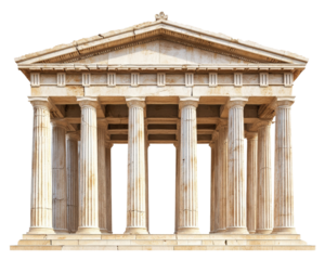 A roman ancient building isolated on white transparent background