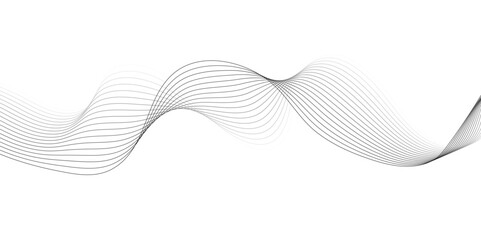 White wave curve lines banner background design. Abstract soft wave lines dynamic flowing gray light isolated background. Vector Illustration of the gray pattern of lines. Black stripes on white .