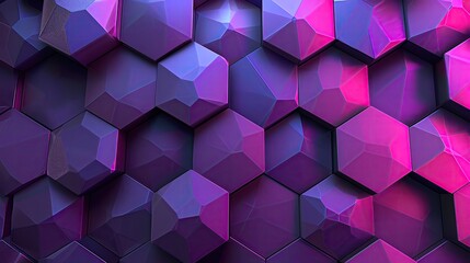 Fototapeta premium Vibrant hexagonal pattern with stunning shades of purple and pink, perfect for backgrounds or design projects.