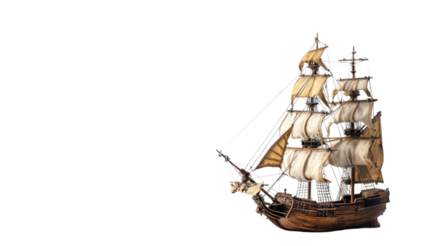 Pirate ship on transparent background