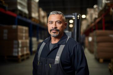 Fototapeta premium Portrait of a middle aged male warehouse worker