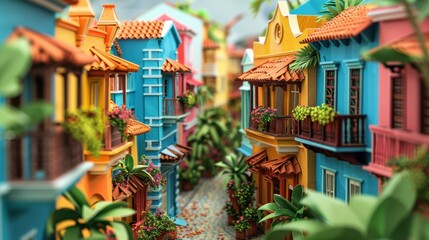 Fototapeta premium Origami Paper Town of Cartagena de Indias, Colombia