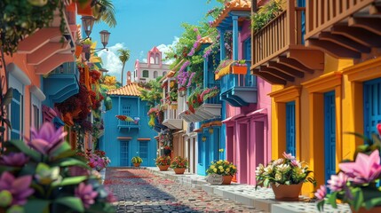 Fototapeta premium Origami Paper Town of Cartagena de Indias, Colombia