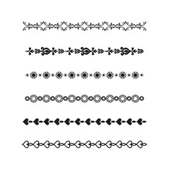 Fototapeta premium Decorative border patterns. Black and white. Floral and geometric designs. Vector illustration.