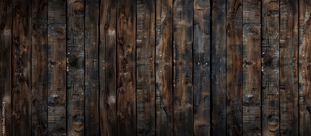 Wall mural old natural patterned dark wood texture providing a backdrop for graphic design with copy space imag