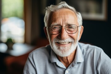 Smiling portrait of a senior Caucasian man in nursing home