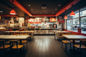 Interior of a fast food restaurant