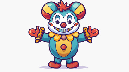 Cheerful cartoon clown in a top hat and red hair, perfect for Halloween party themes, displayed on a clean white background.