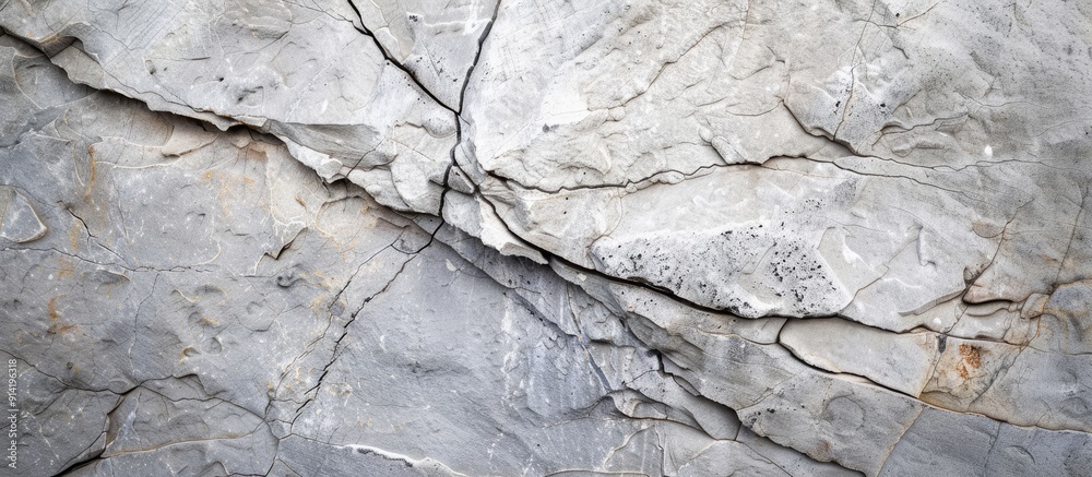 Canvas Prints Close up shot of an empty light grey stone wall with a crack in a cave providing an abstract background and texture showcasing beautiful patterns and a copy space image