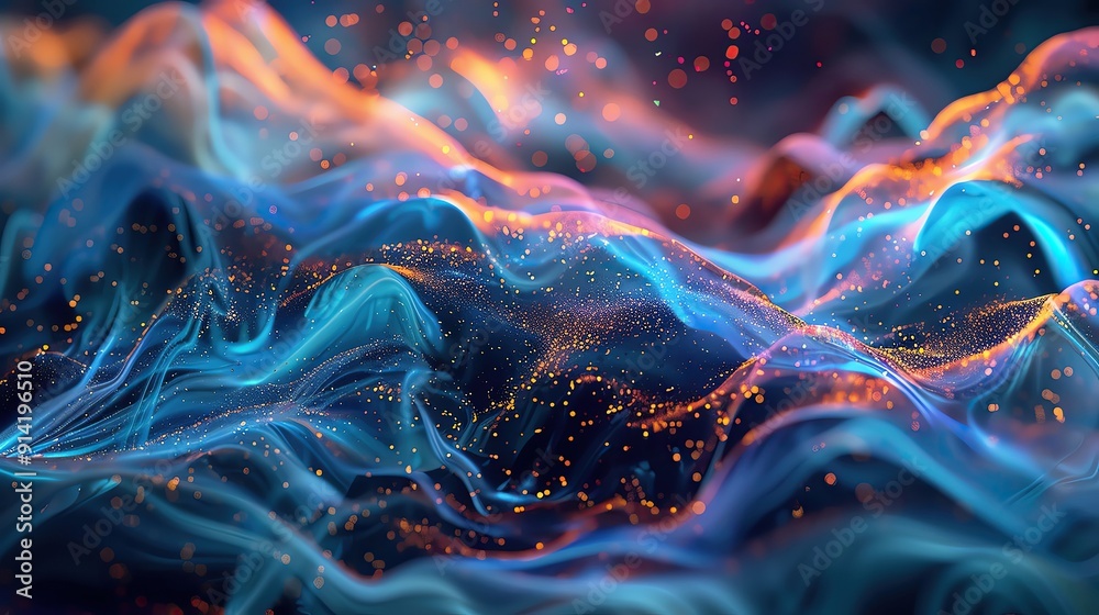 Poster abstract waves of color and light create a mesmerizing, dynamic texture. perfect for backgrounds and