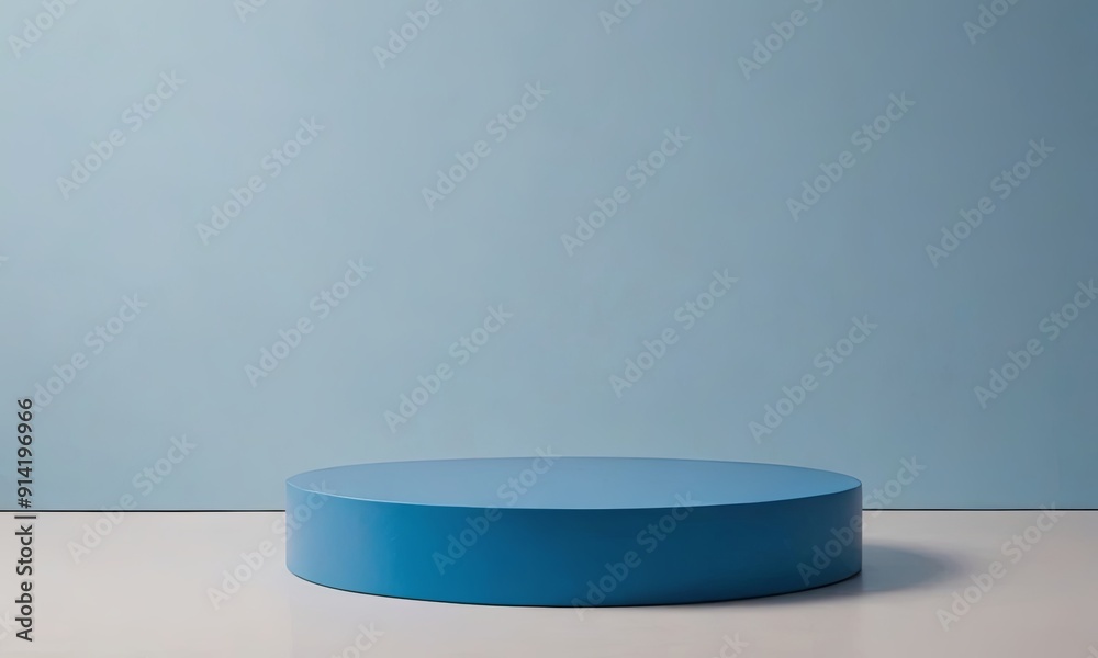 Poster a blue round object is on a white background