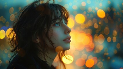 Blurred photo of a person, shallow depth of field, bokeh background, cinematic.