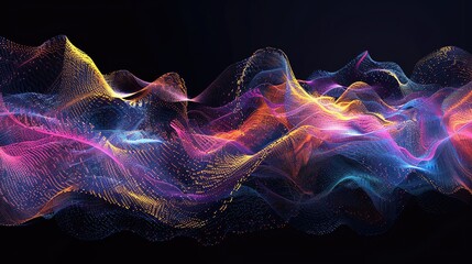 Obraz premium Abstract colorful waves of light create a mesmerizing visual experience, perfect for creative design and digital art.